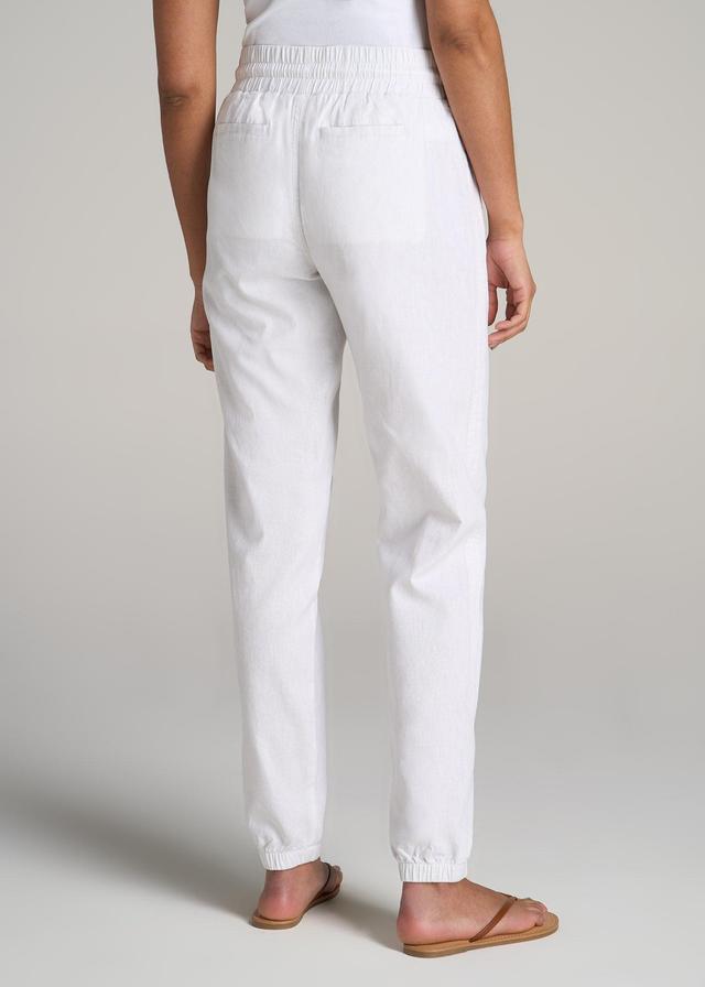 Pull-On Linen Joggers for Tall Women in White Product Image