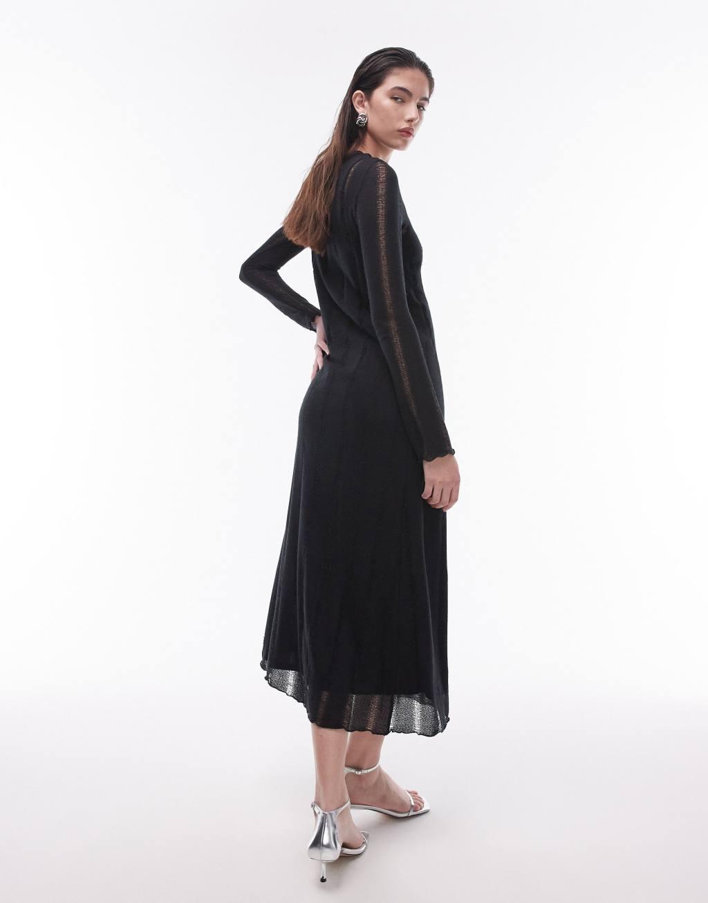 Topshop jersey ladder detail long sleeve maxi dress Product Image