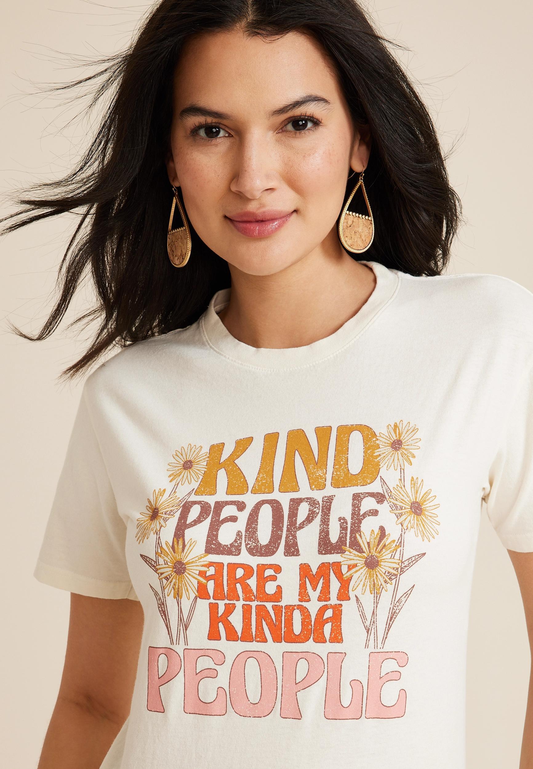 Maurices Womens Small Size Kind People Are My Kinda People Oversized Fit Graphic Tee White product image