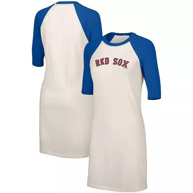 Womens Lusso Style Boston Red Sox Nettie Raglan Half-Sleeve Tri-Blend T-Shirt Dress Product Image