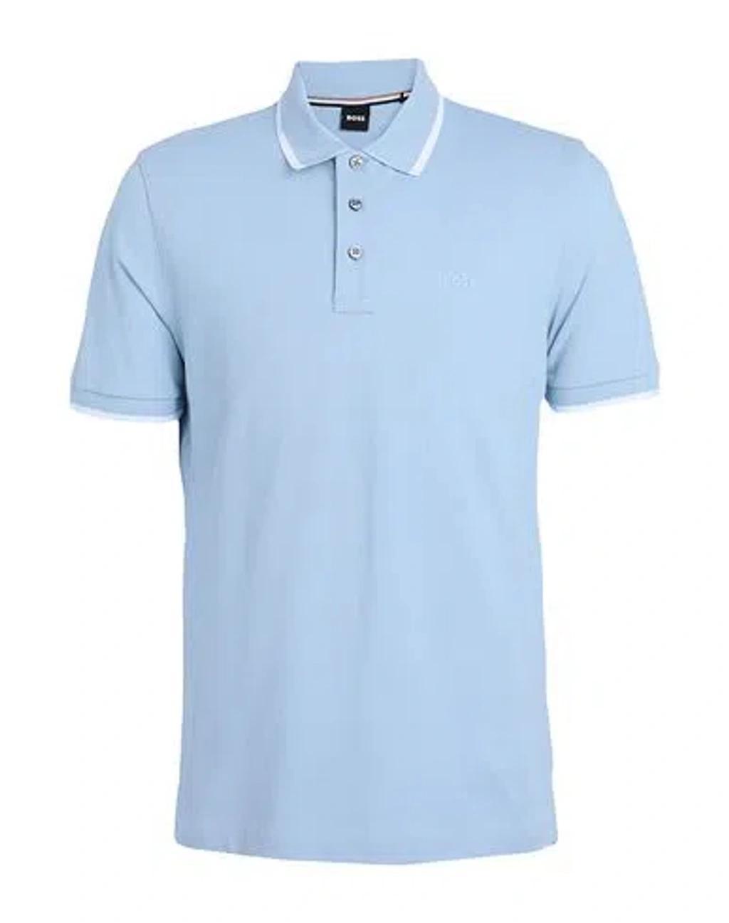 HUGO BOSS Boss Man Polo Shirt Sky Blue Size L Cotton Product Image