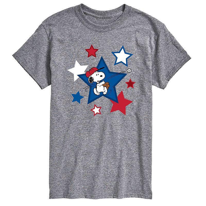 Mens Peanuts Snoopy Baseball Stars Tee Med Grey Product Image