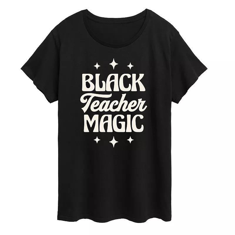 Plus Black Teacher Magic Graphic Tee, Womens Heather Grey Product Image