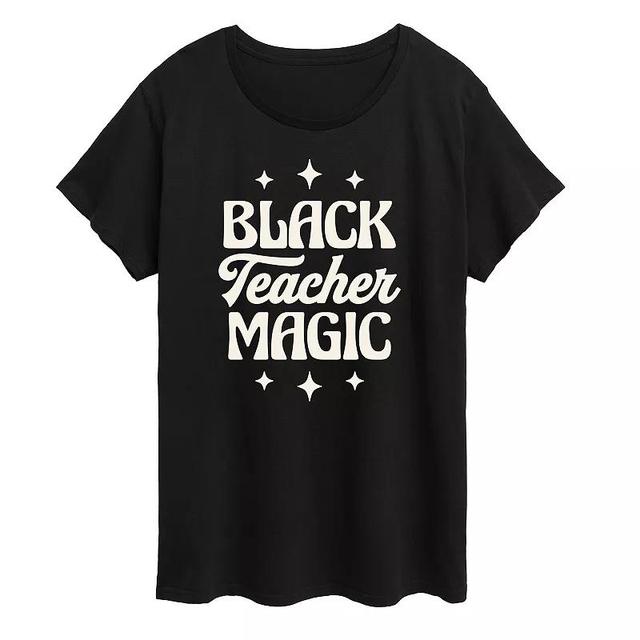 Plus Black Teacher Magic Graphic Tee, Womens Grey Green Product Image