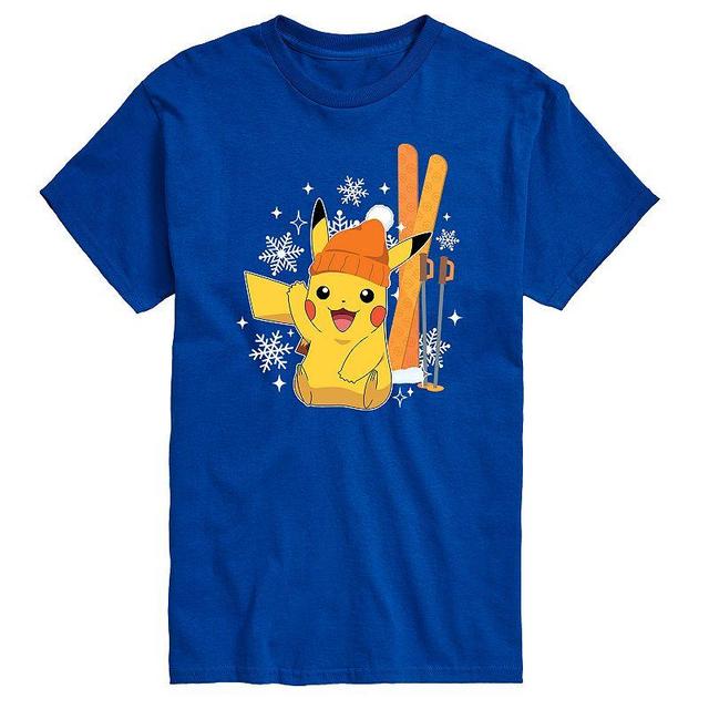 Big & Tall Pokemon Pikachu Skiing Tee, Mens Med Blue Product Image