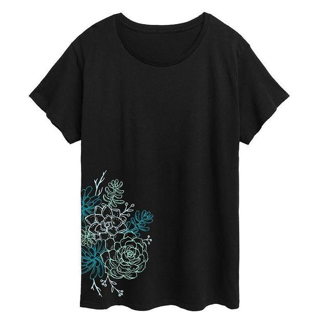 Plus Succulent Cluster Outline Graphic Tee, Womens Product Image