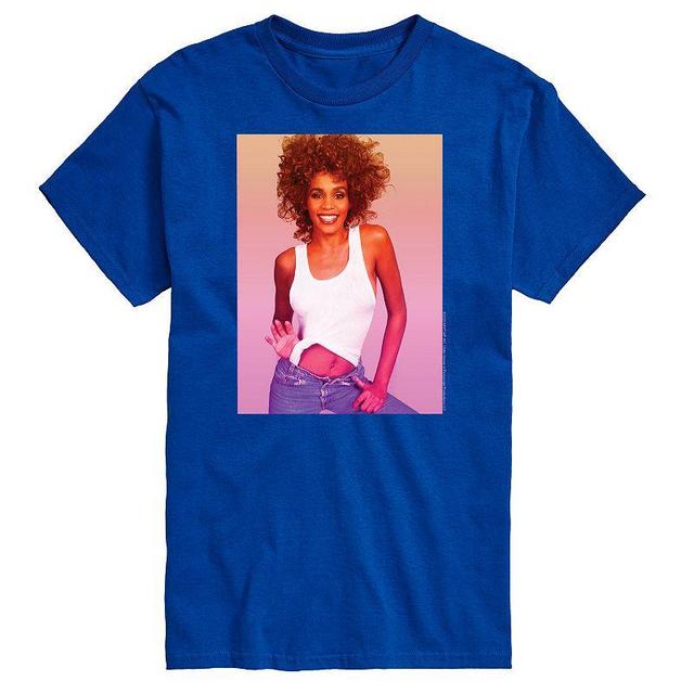 Big & Tall Whitney Houston Photo Tee, Mens Med Blue Product Image