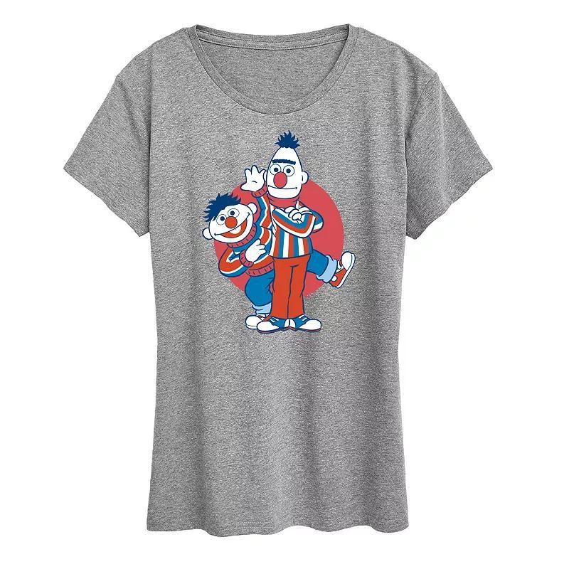 Womens Sesame Street Bert & Ernie USA Graphic Tee Grey Gray Product Image