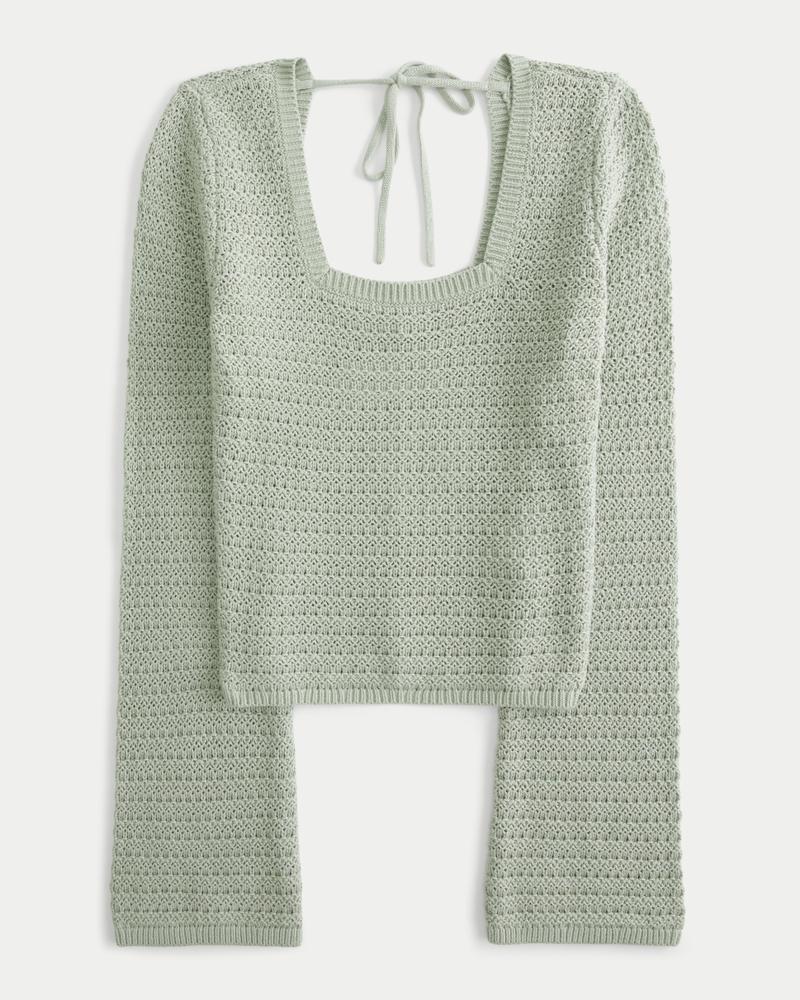 Crochet-Style Square-Neck Top Product Image