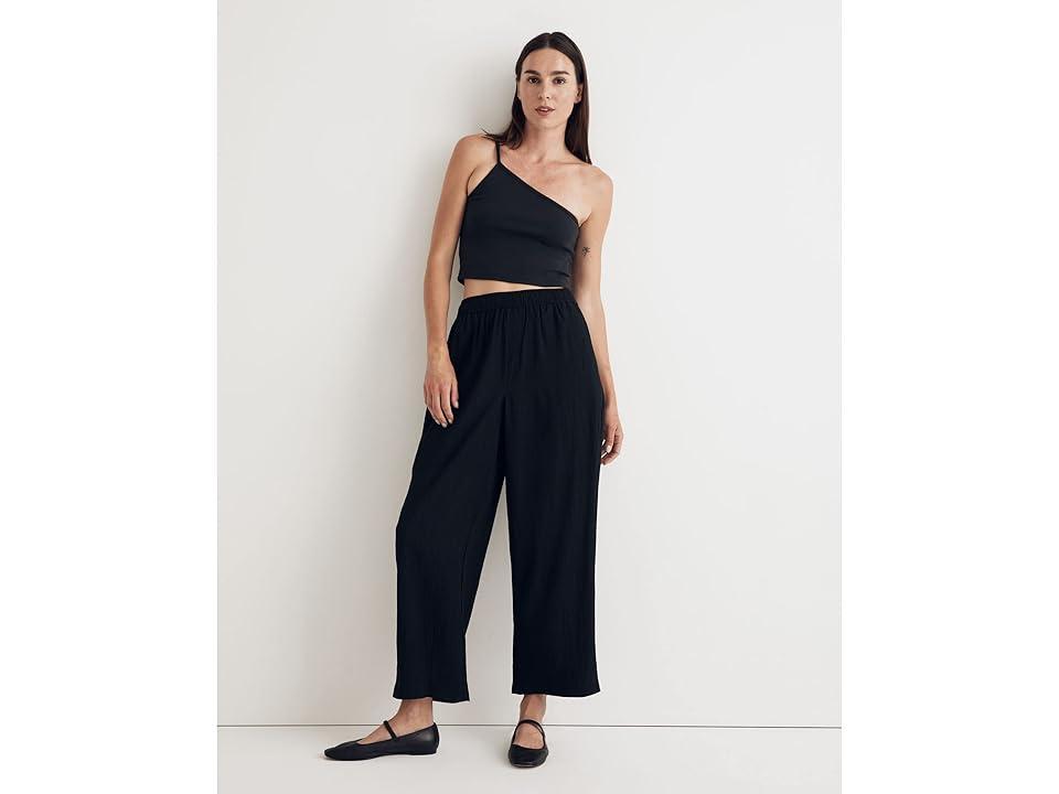 Madewell Crinkled Straight Leg Crop Crepe Pants Product Image