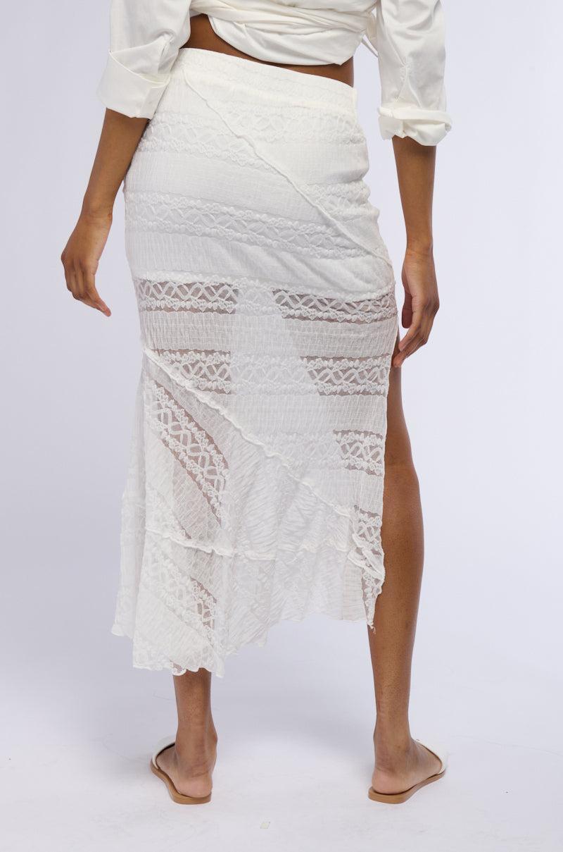 EMELIA LACE TRIM TIERED MIDI SKIRT Product Image