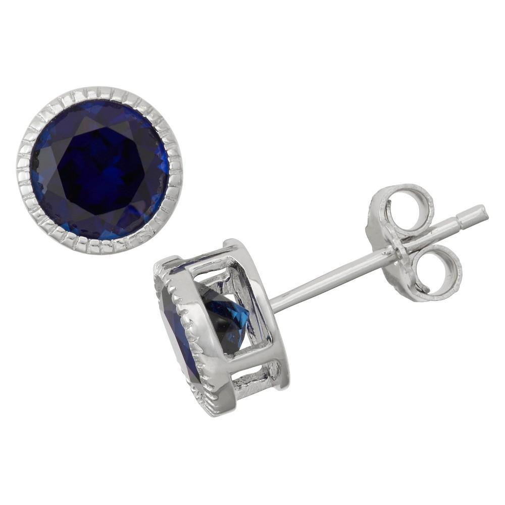 Designs by Gioelli Sterling Silver Lab-Created Sapphire Stud Earrings, Womens Product Image