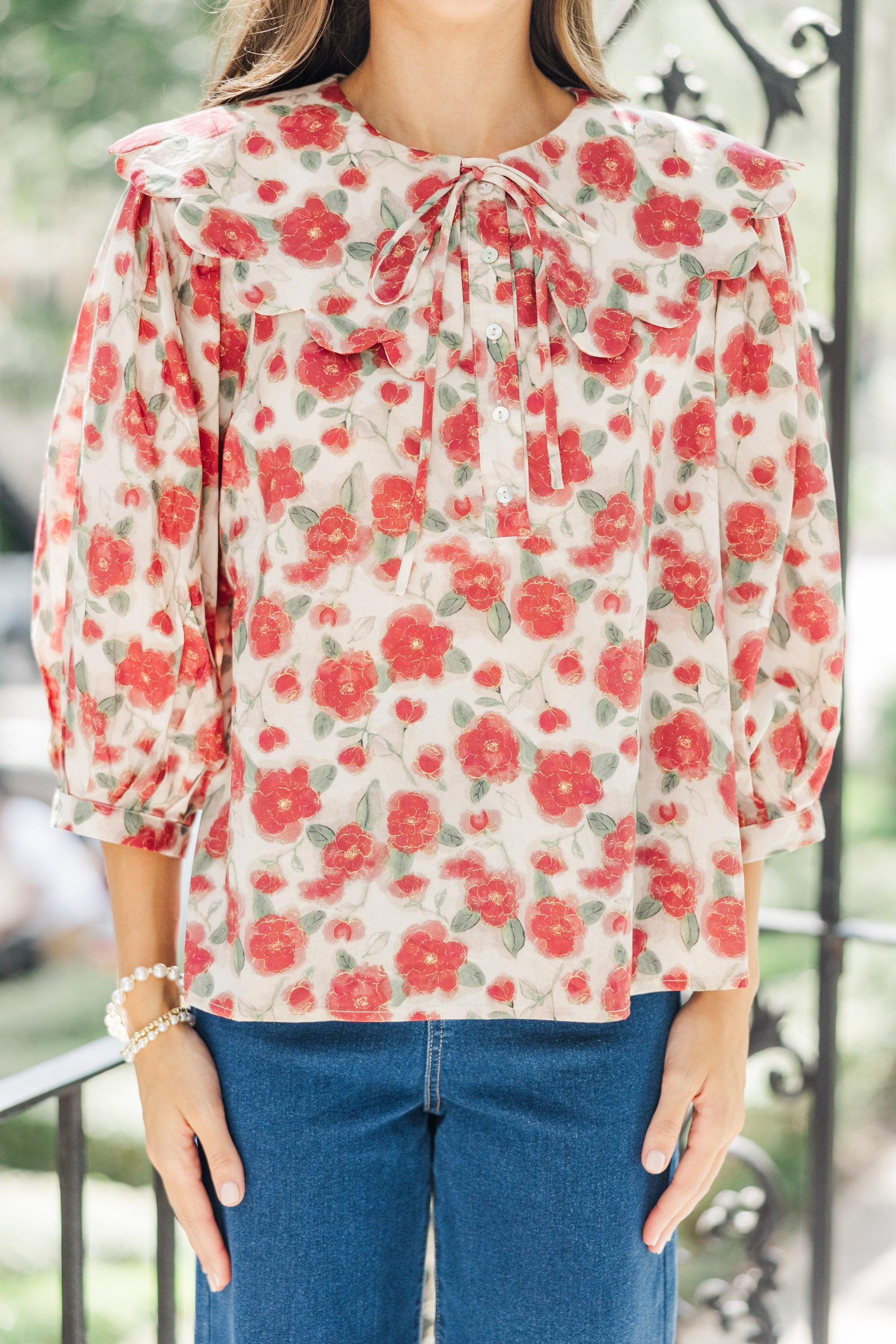 The First Step Berry Red Floral Blouse Female Product Image