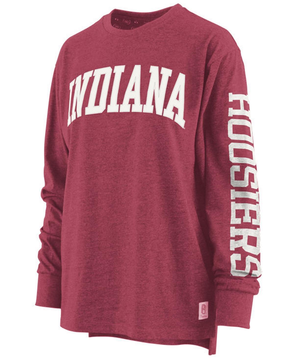 Womens Pressbox Heathered Crimson Indiana Hoosiers Two-Hit Canyon Long Sleeve T-Shirt Product Image