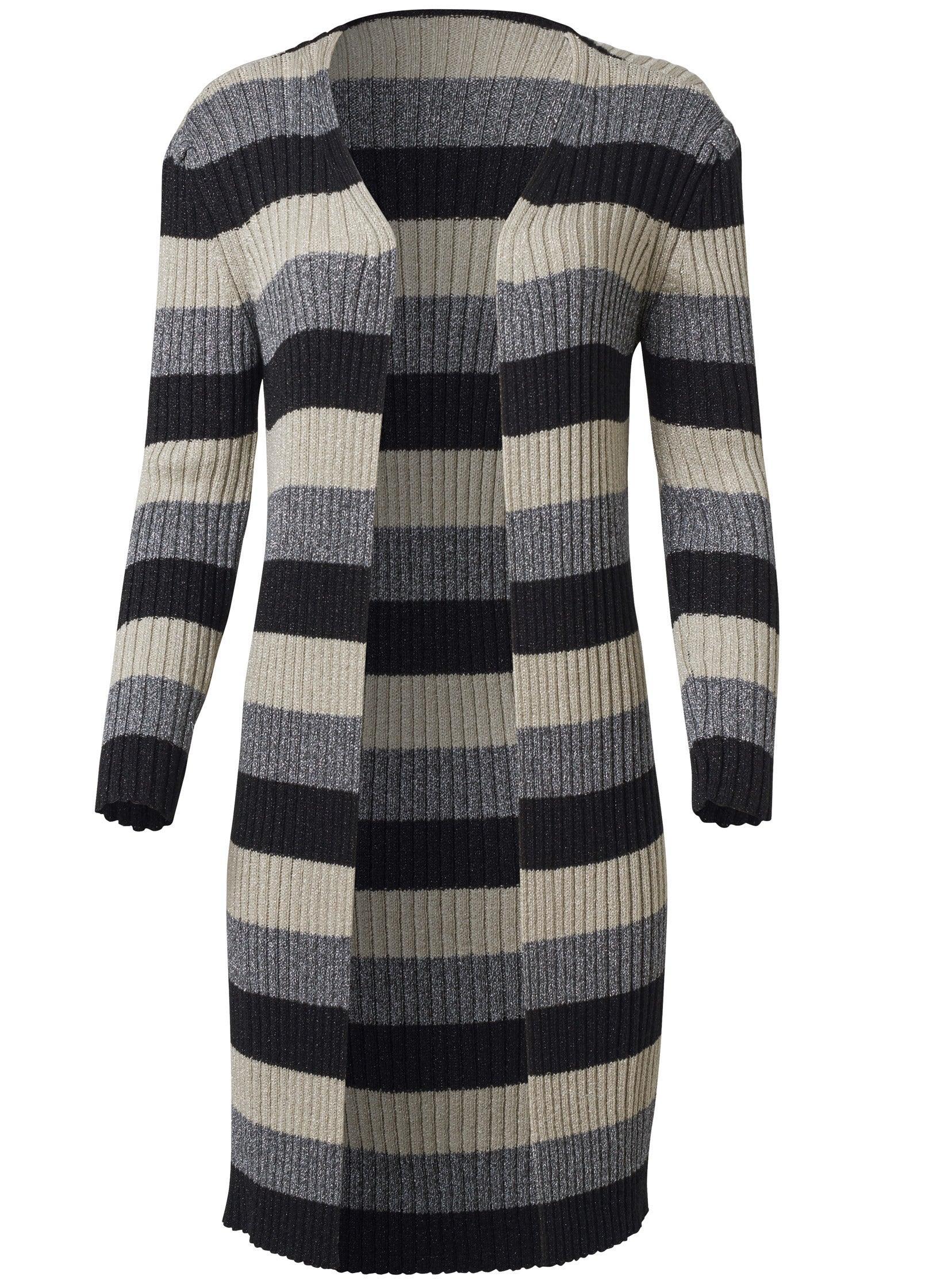 Striped Ribbed Cardigan - Black Multi Product Image