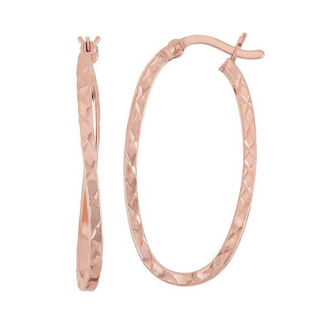 Jordan Blue 14k Rose Gold Over Silver Twist Oval Hoop Earrings, Womens, Pink Product Image