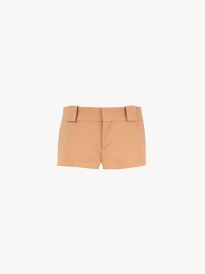 Tailored mini shorts in wool grain de poudre Product Image