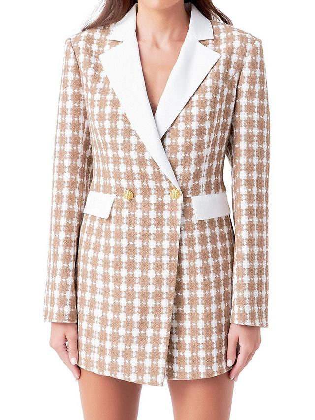 Womens Houndstooth Blazer Romper Product Image