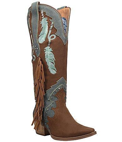 Dingo Dream Catcher Feather Embroidered Suede Tall Western Boots Product Image