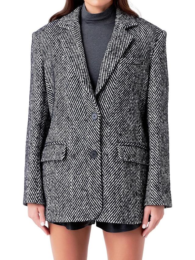 Womens Herringbone Oversize Blazer Product Image