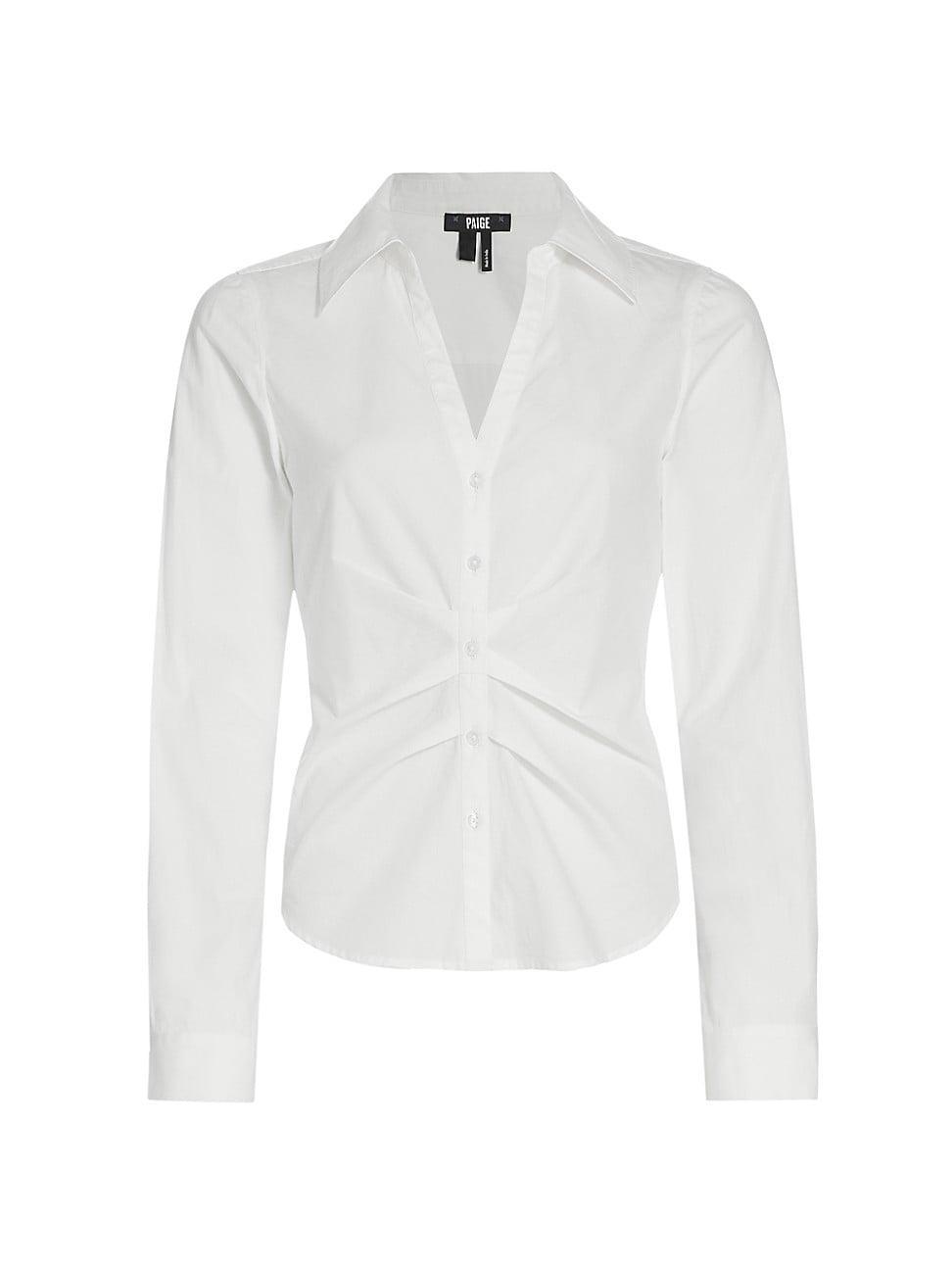 PAIGE Alera Pleated Cotton Button-Up Shirt Product Image