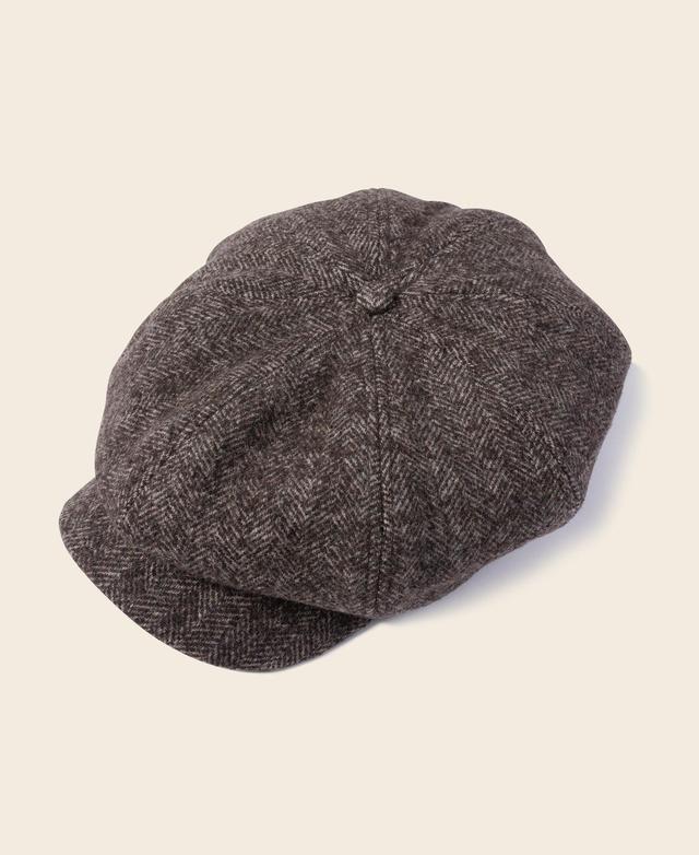 Brown Herringbone Wool Newsboy Cap Product Image