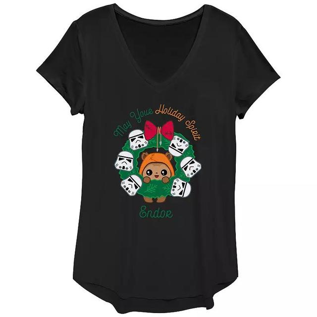 Womens Star Wars May Your Holiday Spirit Endor Graphic Tee Product Image