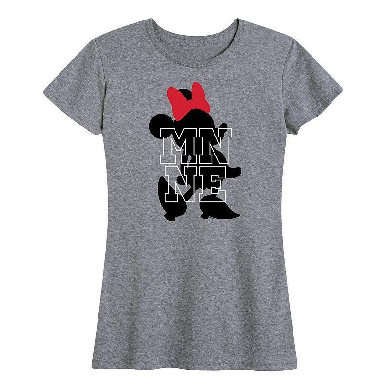 Disneys Minnie Mouse Silhouette Graphic Tee, Womens Grey Gray Product Image