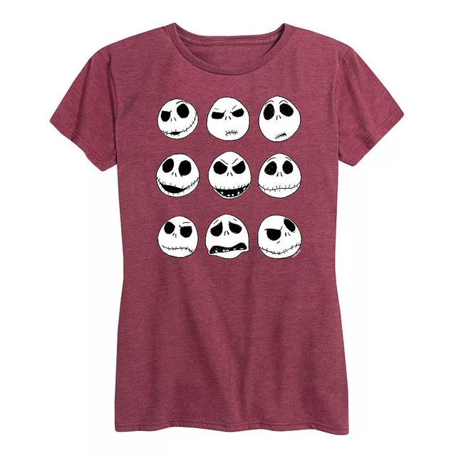 Disneys Nightmare Before Christmas Womens Jack Faces Graphic Tee, Girls Product Image