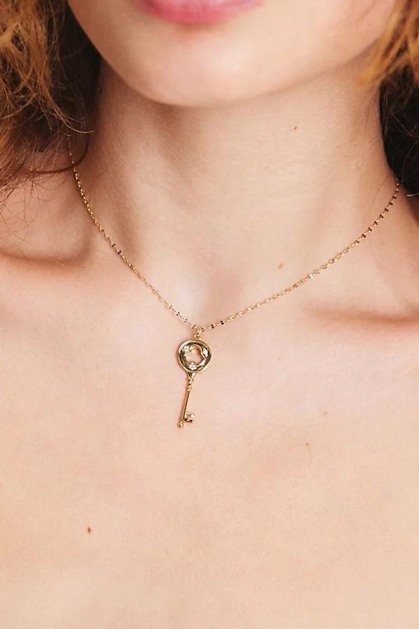 14k Gold Plated Retro Charm Necklace Womens at Urban Outfitters Product Image