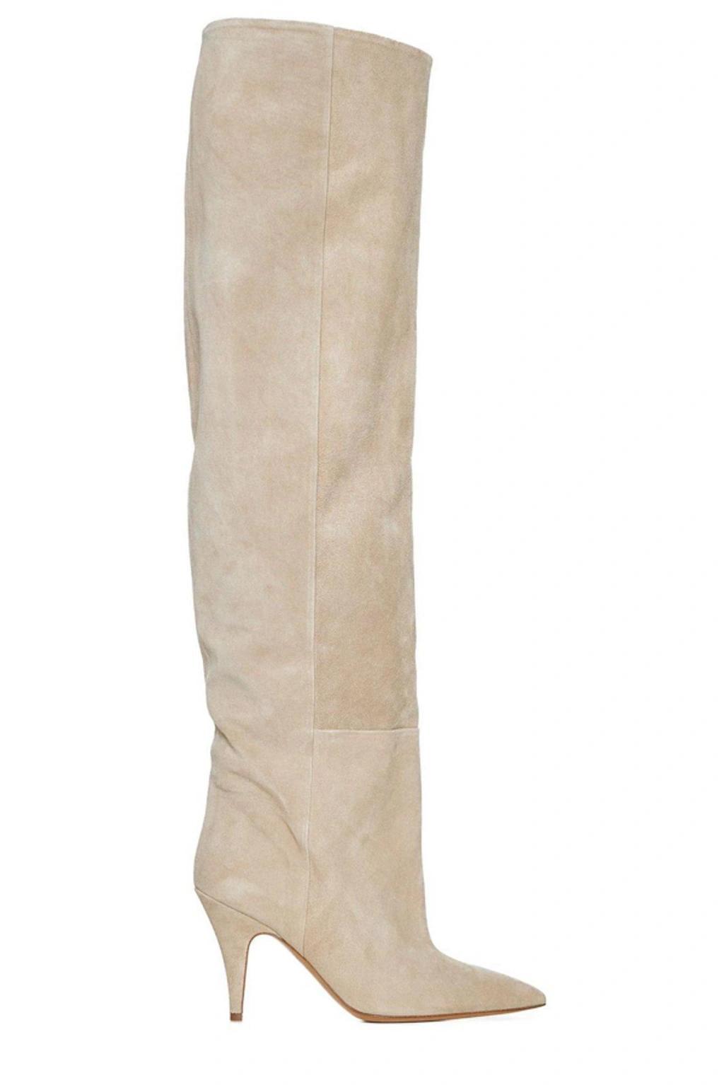 The River Pointed-toe Knee-high Boots In Nude Product Image