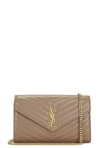 Saint Laurent Cassandre Classic Chain Wallet Bag in Taupe Product Image