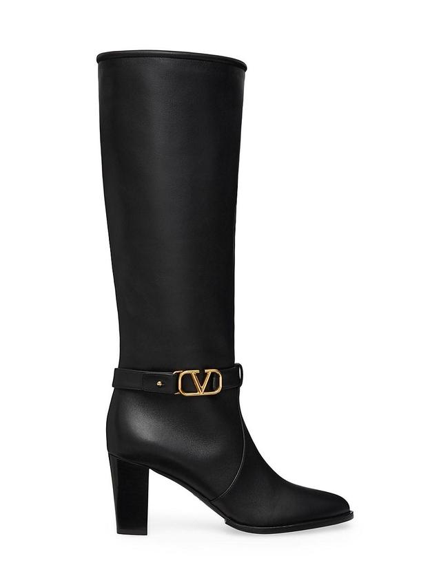 Womens VLogo 75MM Signature Calfskin Boots Product Image