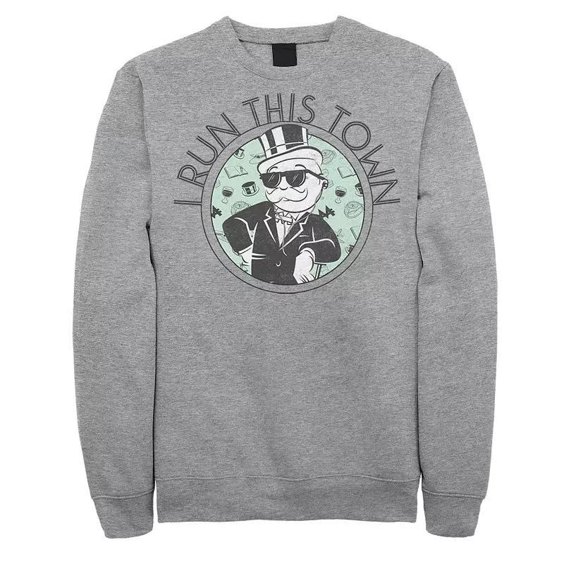 Mens Monopoly I Run This Town Mr. Monopoly Sweatshirt Athletic Grey Product Image