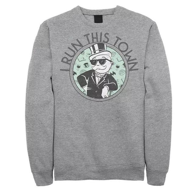 Mens Monopoly I Run This Town Mr. Monopoly Sweatshirt Athletic Grey Product Image