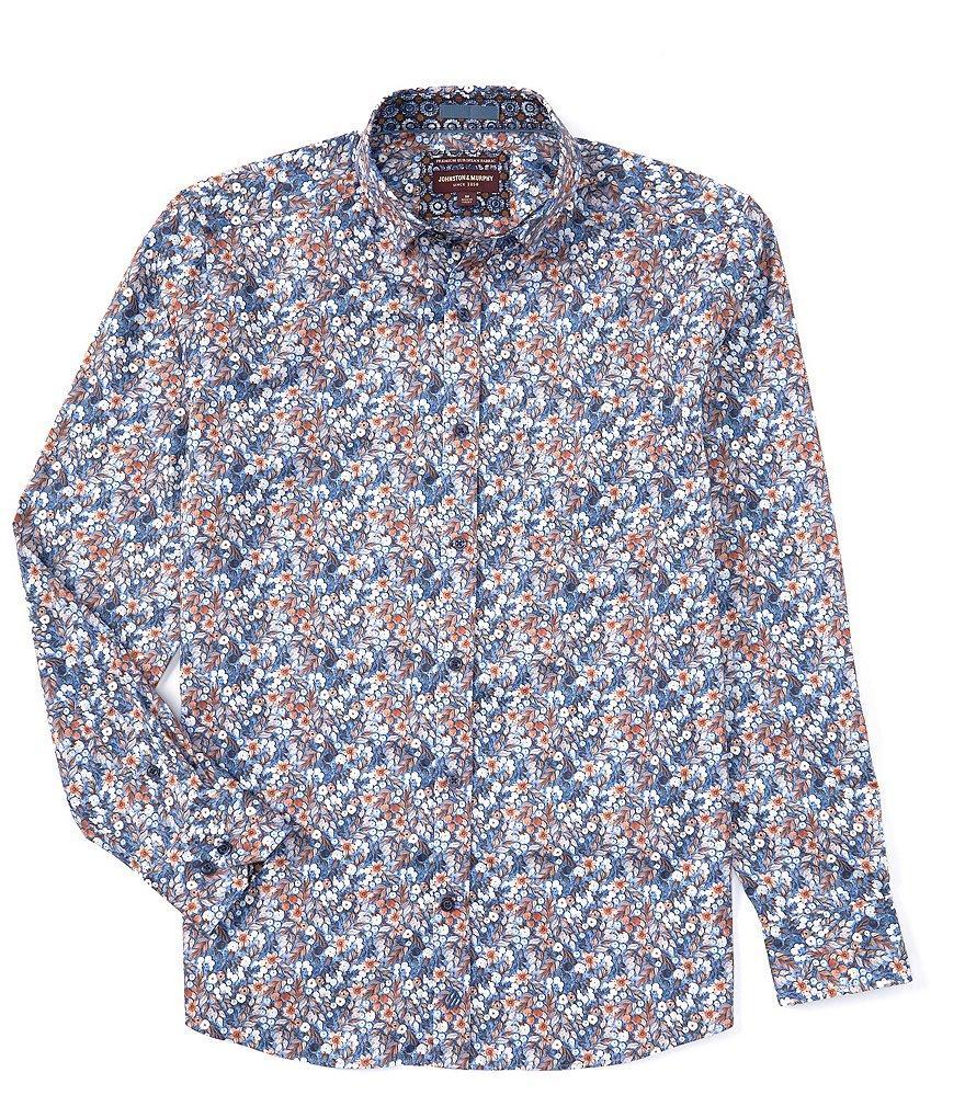 Johnston & Murphy Sateen Floral Print Long Sleeve Woven Shirt Product Image