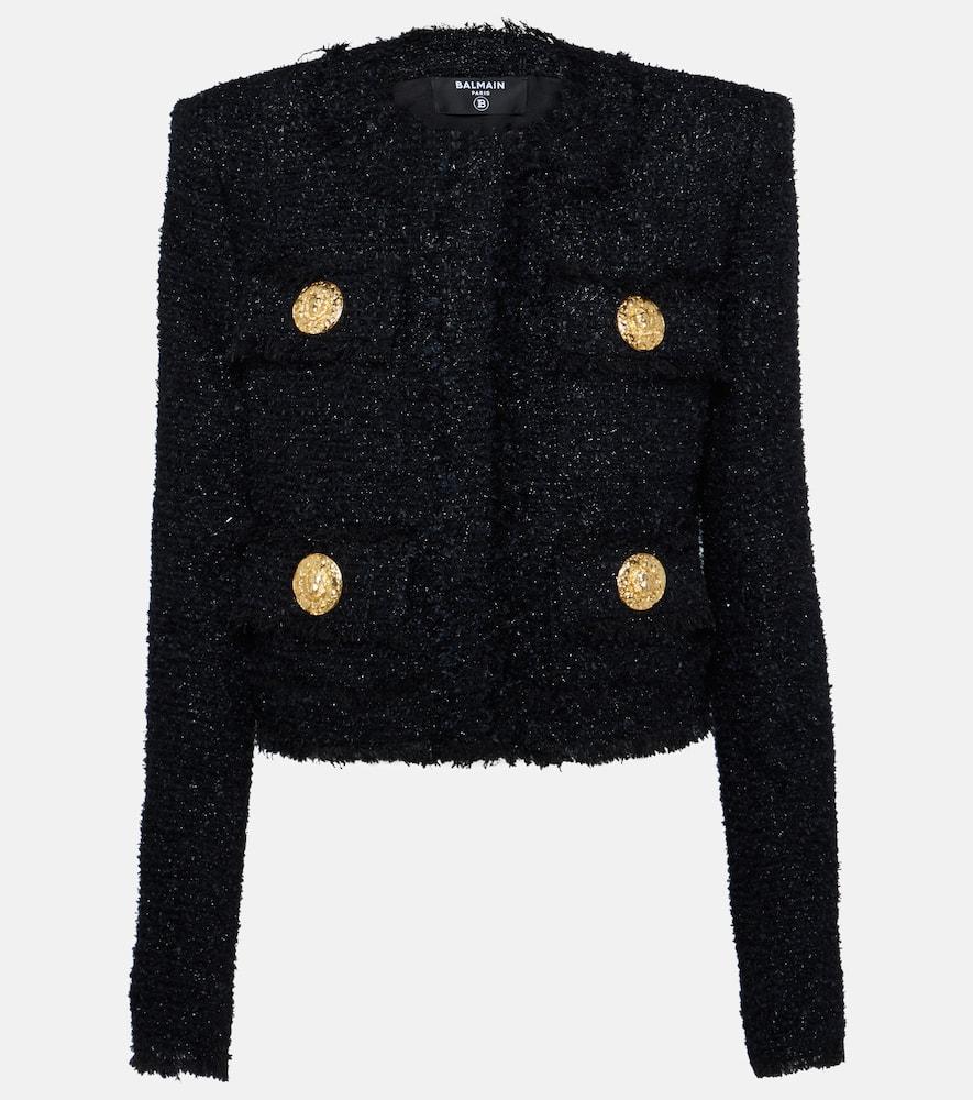 Cropped Tweed Jacket In Noir Product Image