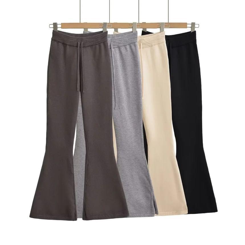 High Waist Plain Flared Pants Product Image