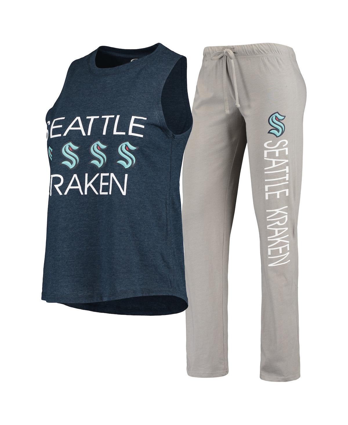 Womens Concepts Sport Deep Sea Blue Seattle Kraken Meter Tank Top and Pants Sleep Set - Deep Sea Blue Product Image