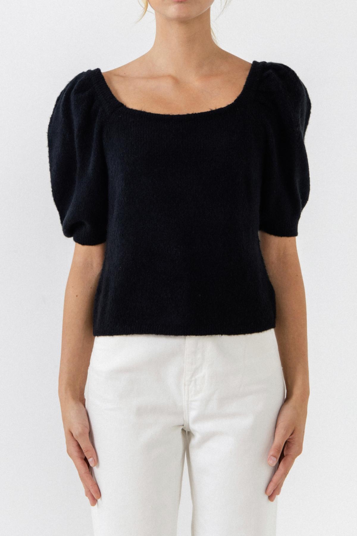 English Factory Womens Short Puff Sleeve Sweater Product Image