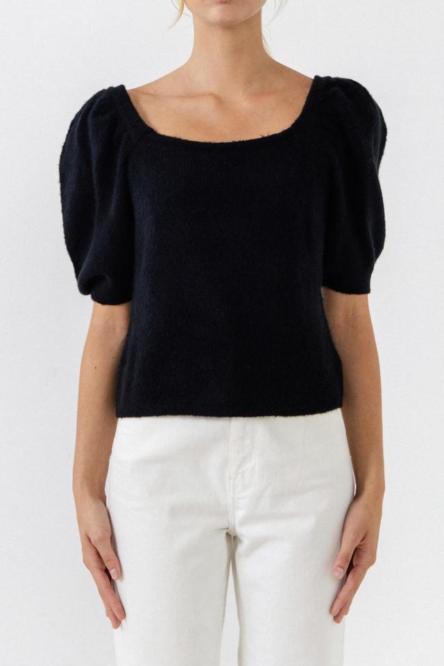 Womens Short Puff Sleeve Sweater Product Image