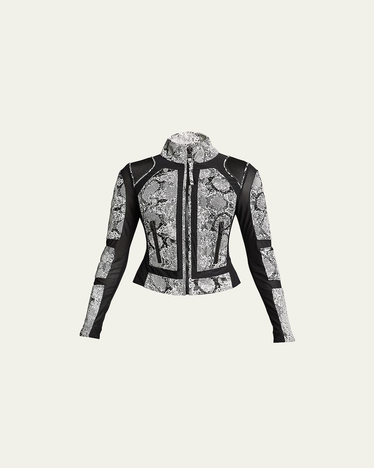 Blanc Noir Leather & Mesh Moto Jacket Product Image