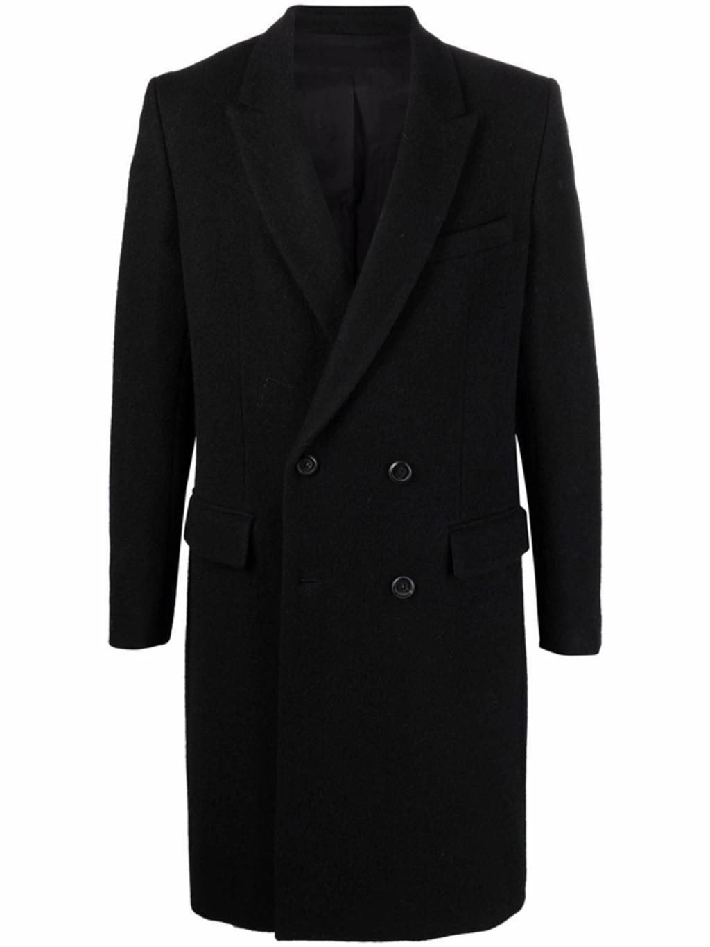 Single-breasted Wool Coat In Black Product Image