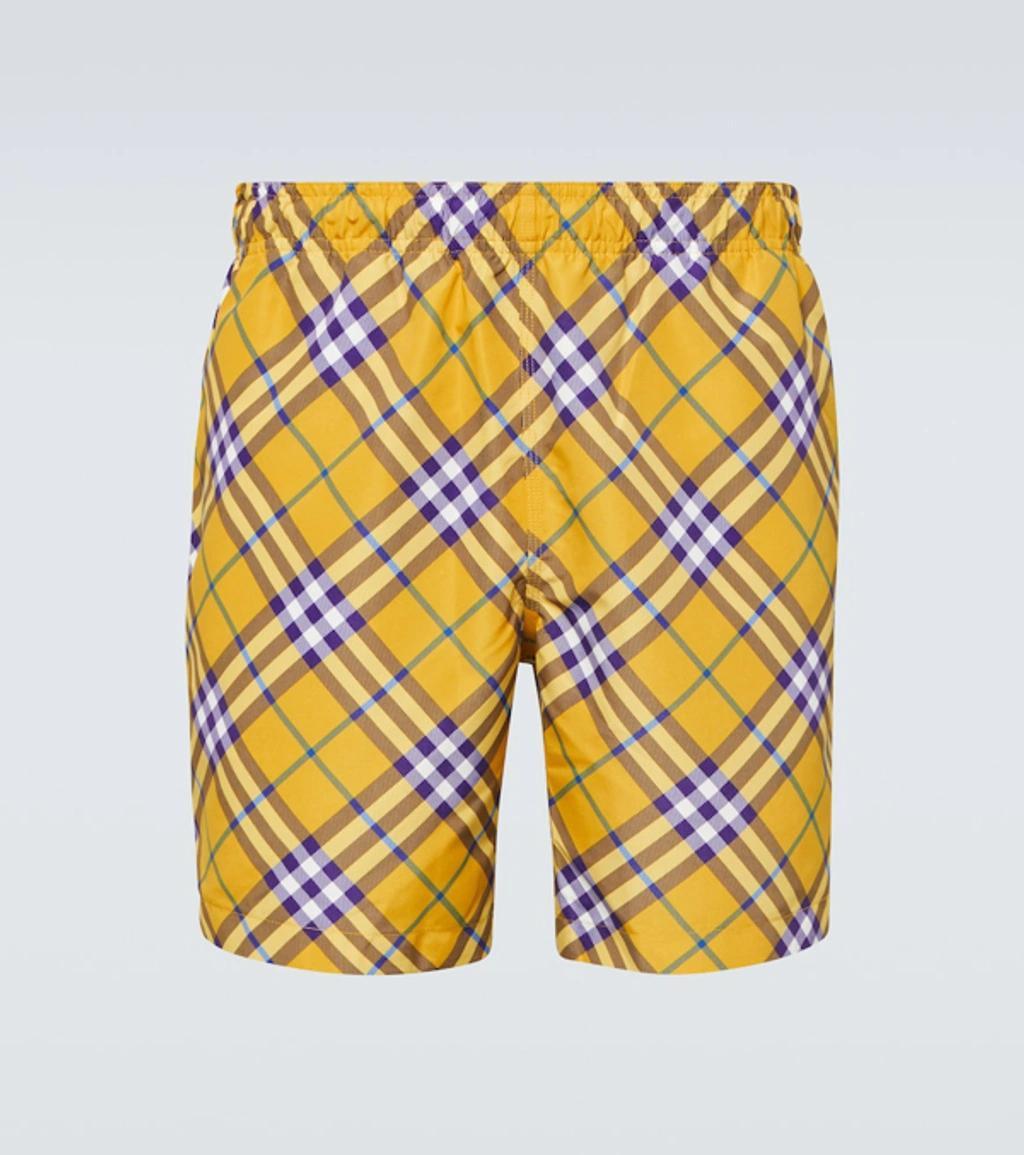 Check Swim Shorts In Yellow Product Image