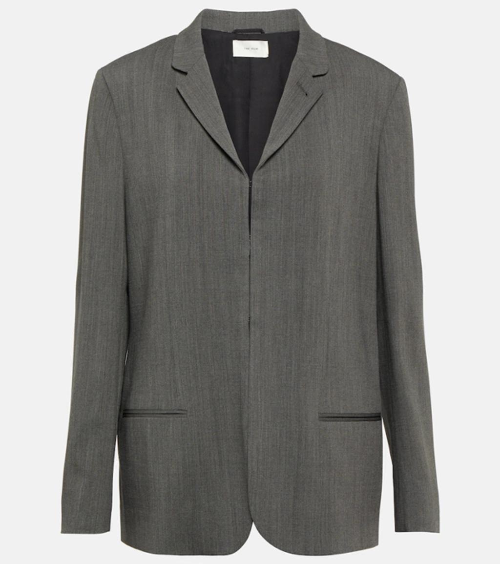 Wool-blend Blazer In Grey Product Image