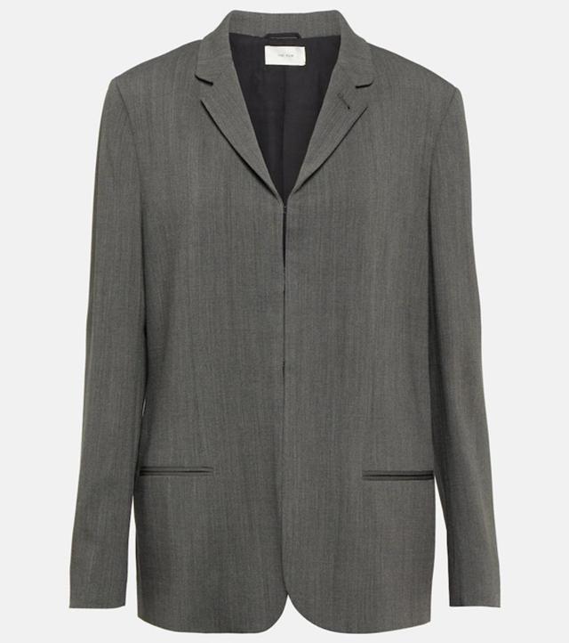 Wool-blend Blazer In Grey Product Image