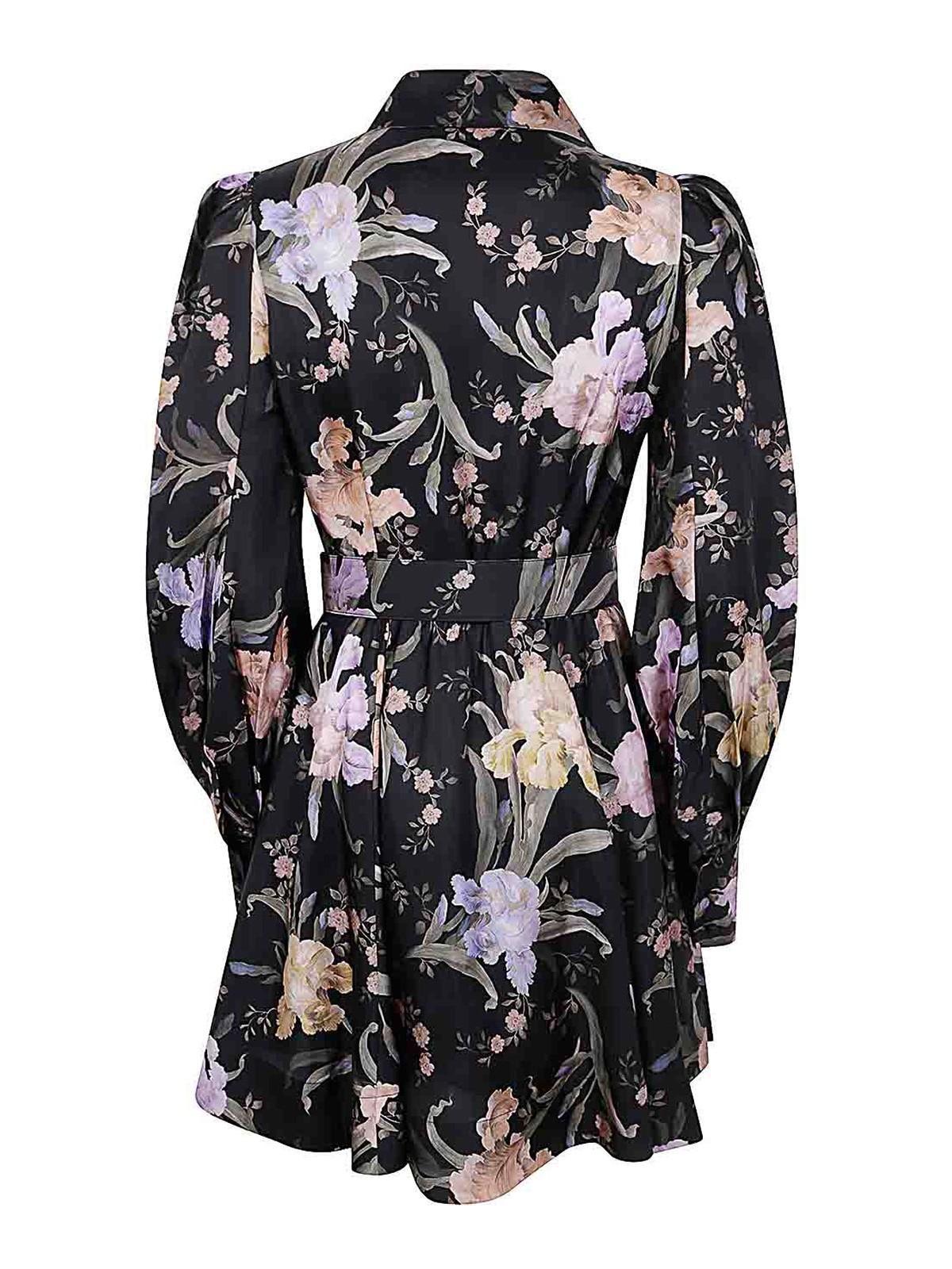 ZIMMERMANN Floral-print Mini Dress In Black Product Image