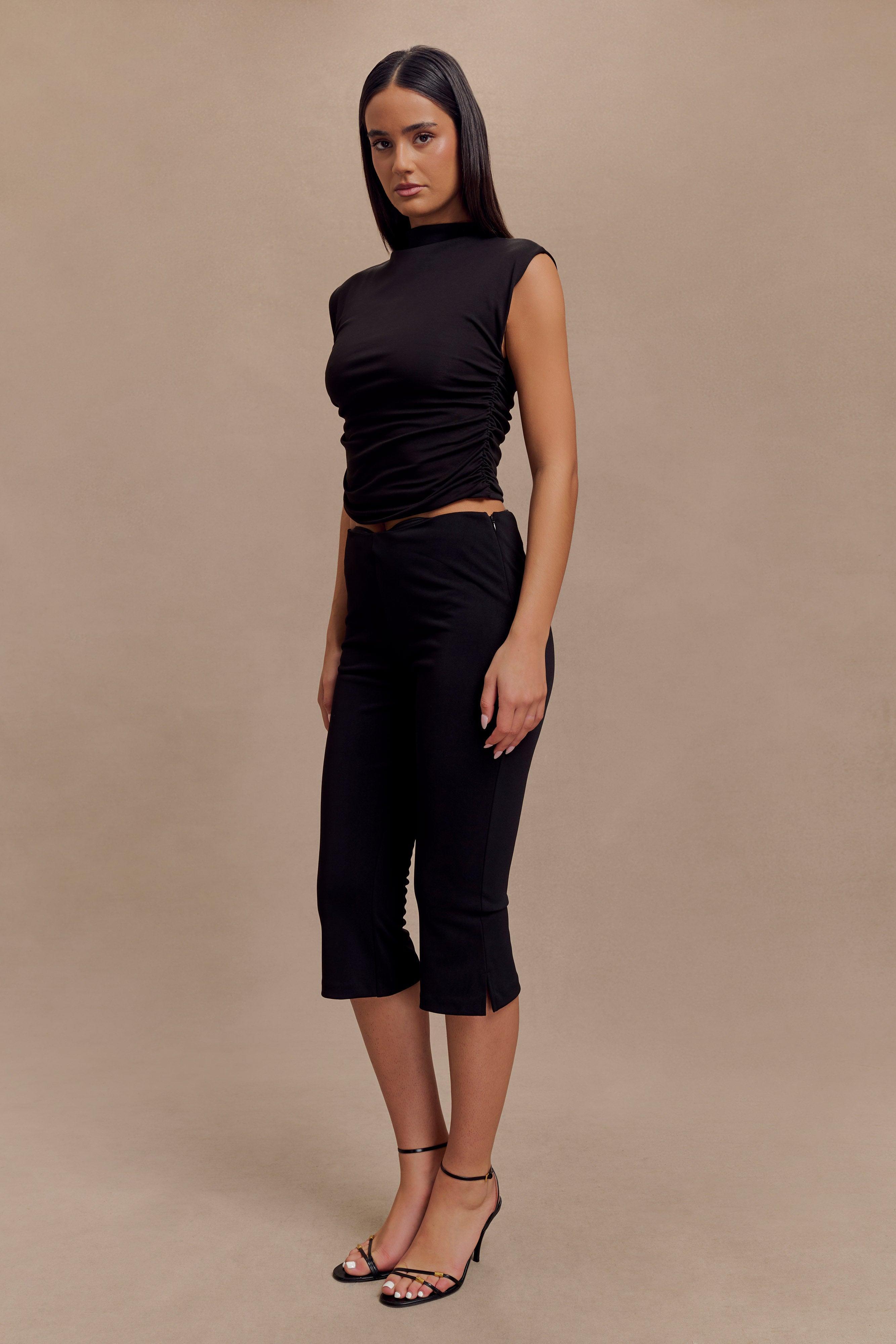 Ellia High Neck Sleeveless Top - Black Product Image