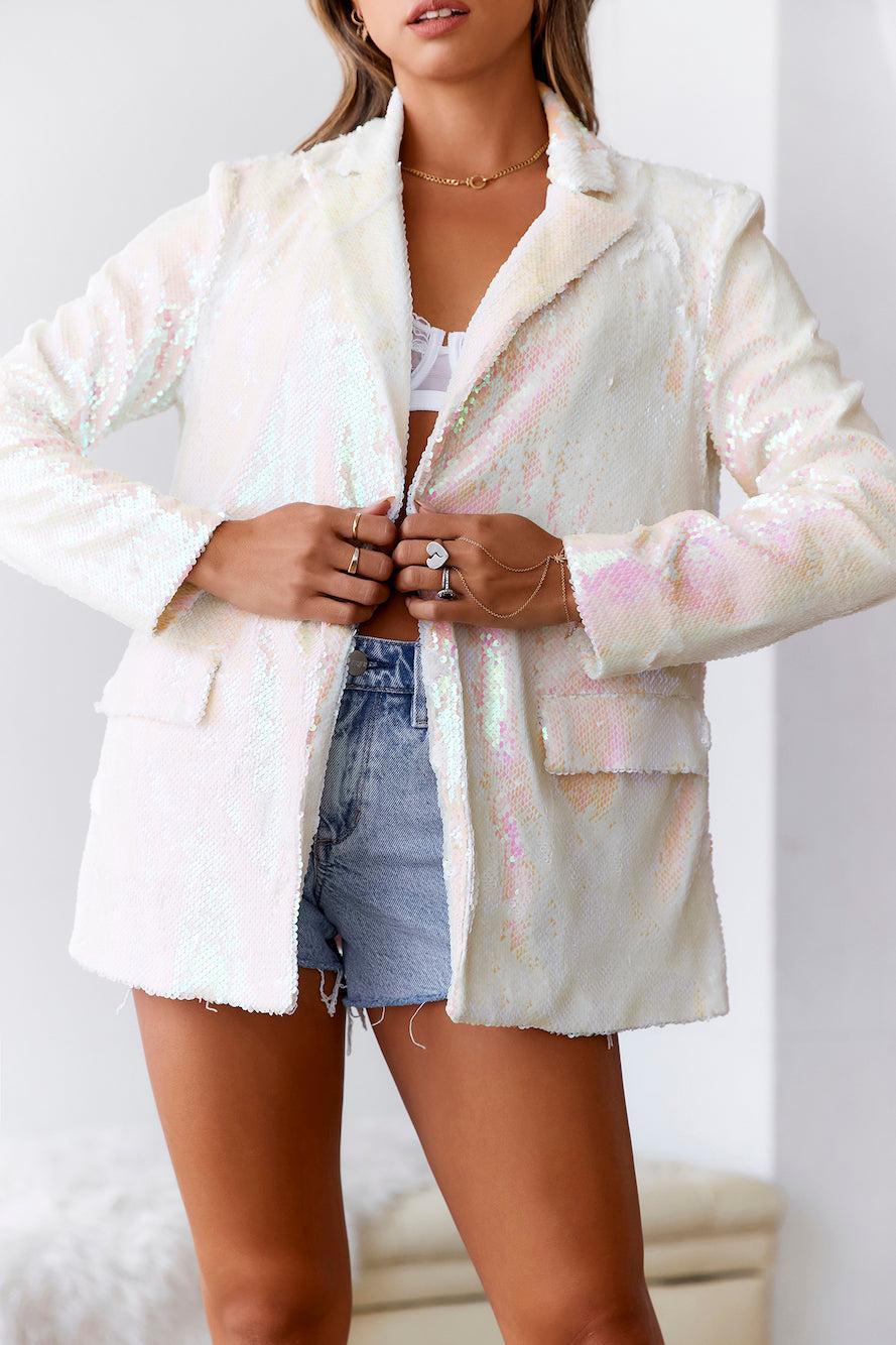 HELLO MOLLY Crystal Ball Sequins Blazer Product Image