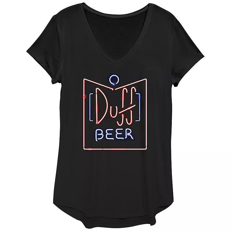 Womens The Simpsons Duff Bear Glowing Sign Graphic Tee, Girls Product Image